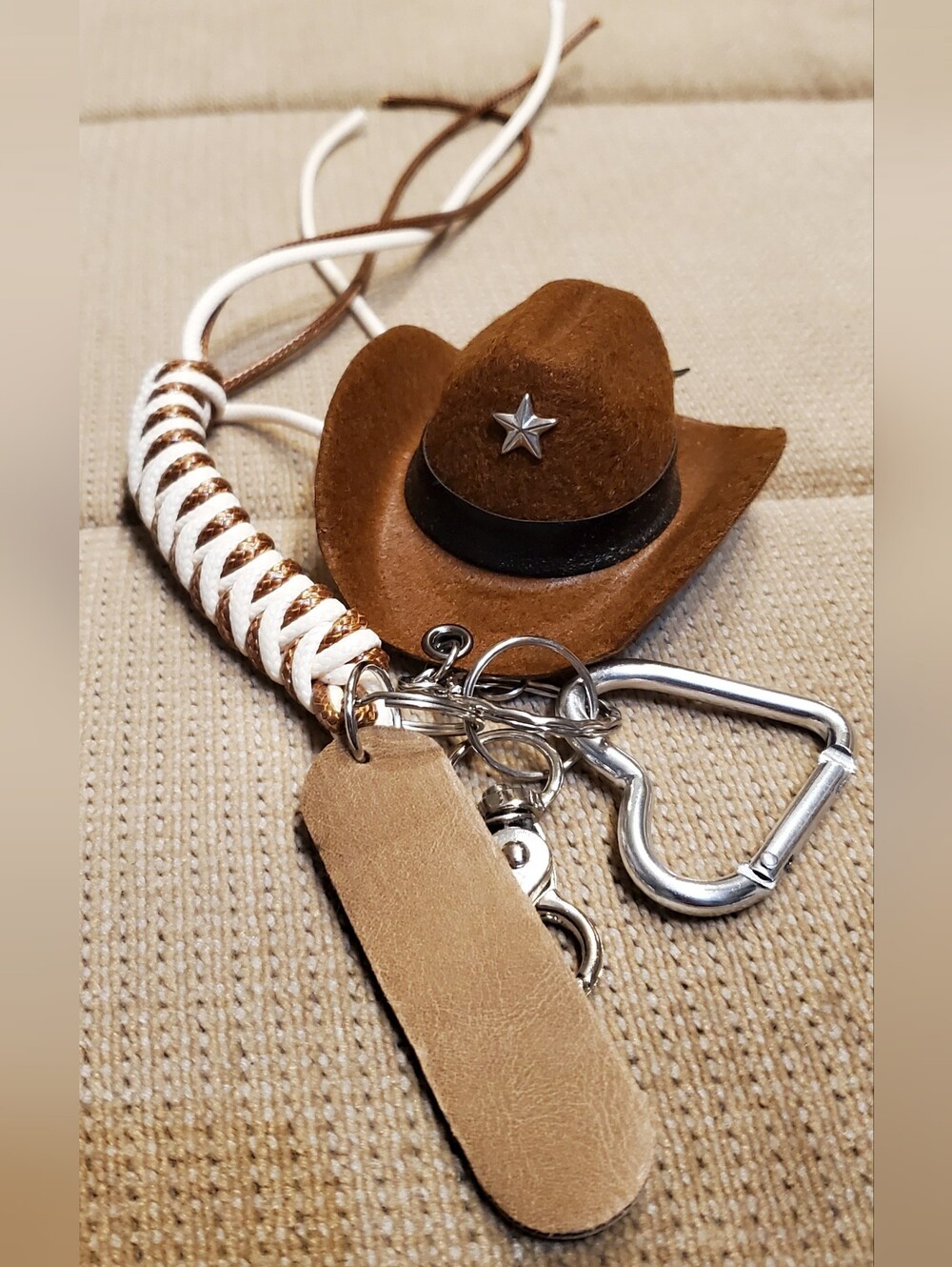Brown Leather Cowboy Keychain Bag/Purse Charm